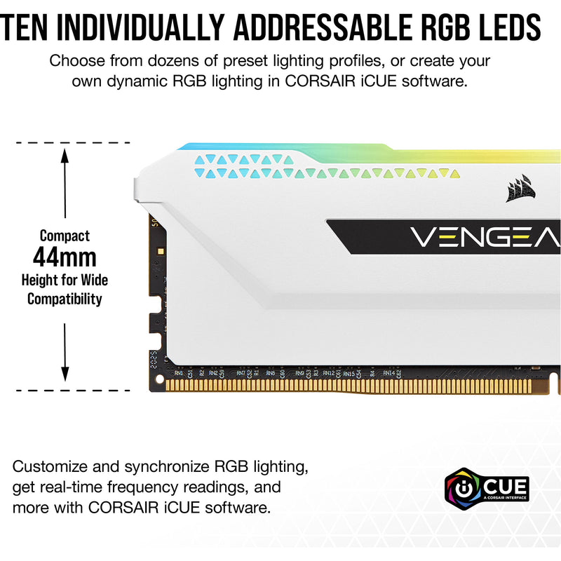 Corsair 32GB VENGEANCE RGB PRO SL DDR4 3600 MHz Memory Kit (White, 2 x 16GB)