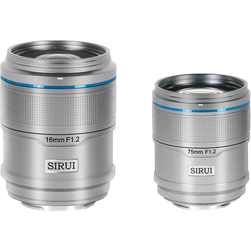Sirui Sniper 2 Lens Kit with 16mm f/1.2 and 75mm f/1.2 Lens (FUJIFILM X, Silver)