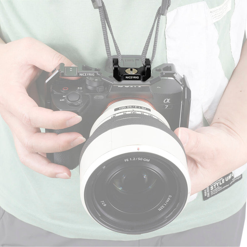 Niceyrig Camera Shoulder/Wrist Strap Hole Adapter with ARRI-Type Locating 1/4"-20 & 3/8"-16 Mounting Screws
