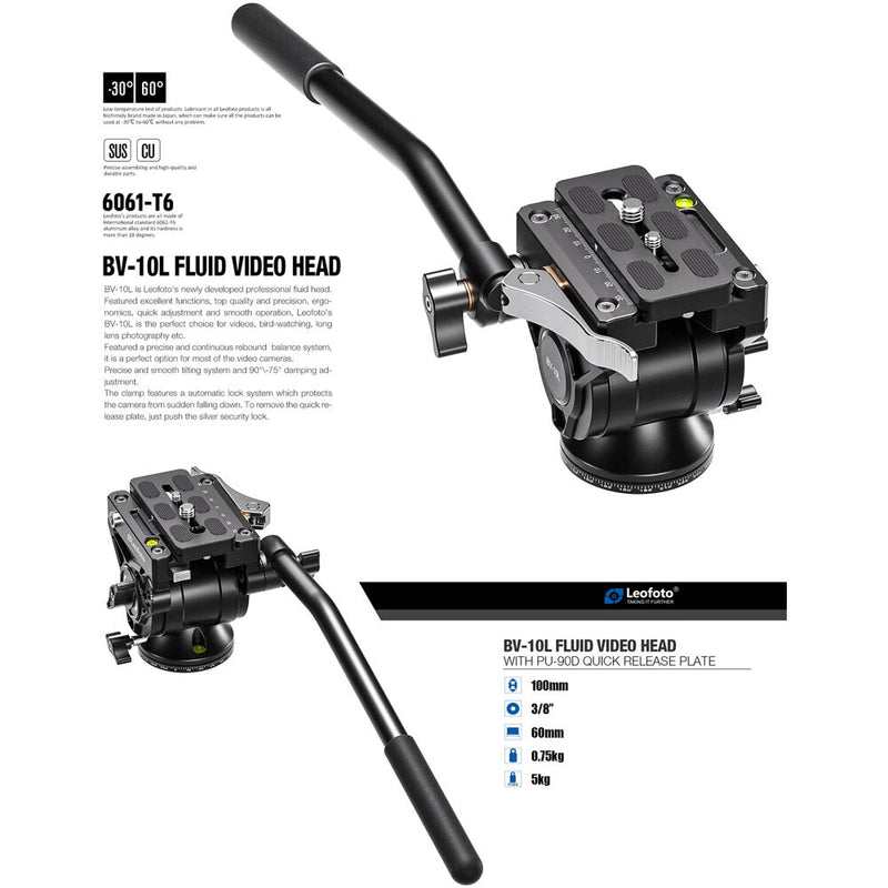 Leofoto BV-15L Fluid Head with Lever Release Clamp