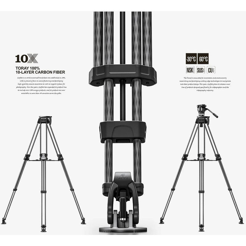 Leofoto LVF-163C+FH-10 Carbon Fiber Tripod & Fluid Head System
