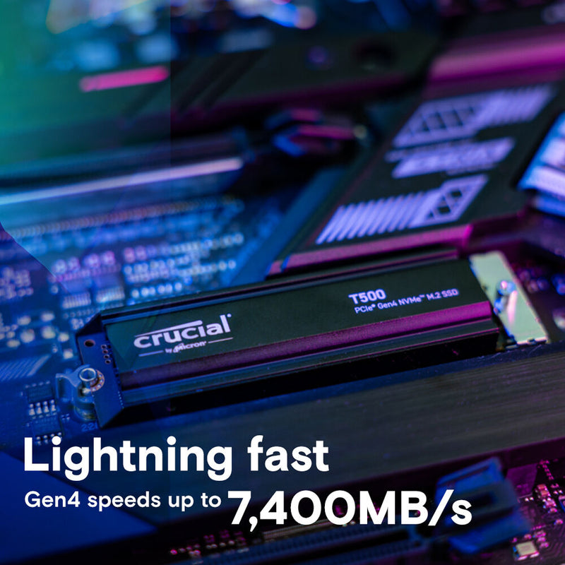 Crucial 1TB T500 PCIe 4.0 x4 M.2 Internal SSD with Heatsink
