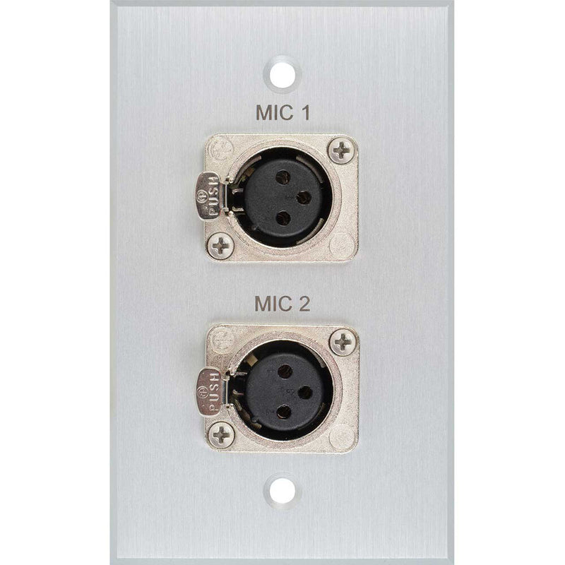 TecNec Board Room 1-Gang Wall Plate with 2 Female Neutrik 3-Pin XLR (Clear)