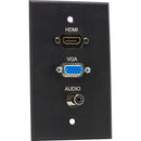 TecNec Board Room 1-Gang Wall Plate with Female HDMI, Female VGA & Female 3.5mm Stereo Jack (Black)