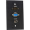 TecNec Board Room 1-Gang Wall Plate with Female HDMI, Female VGA & Female 3.5mm Stereo Jack (Black)