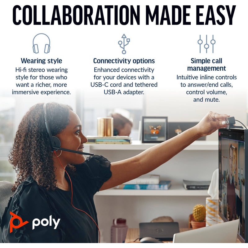 Poly Blackwire 3220 Stereo USB-C Headset