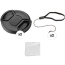 Sensei 58mm Center Pinch Snap-On Lens Cap and Cap Keeper Lens Cap Holder Kit (2-Pack)