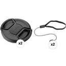 Sensei 40.5mm Center Pinch Snap-On Lens Cap and Cap Keeper Lens Cap Holder Kit (2-Pack)