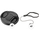 Sensei 55mm Center Pinch Snap-On Lens Cap and Cap Keeper Lens Cap Holder Kit (2-Pack)