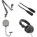Musicians Value Podcasting Accessory Kit with Crane Arm, Headphones, XLR Cables, and Pop Filter