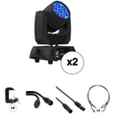 CHAUVET Professional Rogue R1X Wash RGBW LED Moving Head Wash 2-Light Kit with DMX Cables and Mounting Accessories