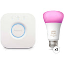 Philips Hue Bridge & A19 Bulb with Bluetooth (White & Color Ambiance, 3-Pack)