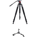 miliboo Portable Aluminum Tripod Kit with 75mm Fluid Head and Tripod Dolly
