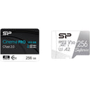 Silicon Power 256GB Cinema PRO CFX 310 cFAST 2.0 Memory Card and 256GB Superior UHS-I microSDXC Memory Card with SD Adapter Kit