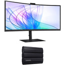 Samsung ViewFinity S65VC 34" 1440p Curved Ultrawide Webcam Monitor & 4TB T7 Shield Portable SSD Kit (Black)