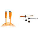 Tether Tools TetherPro USB-C Male to Micro-USB 3.0 Type-B Cable with TetherGuard Camera & Cable Support Kit (15', Orange)