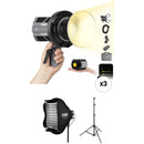COLBOR CL100X Bi-Color LED Video Monolight (Studio 3-Light Kit)