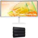 Samsung ViewFinity S65TC 34" 1440p Curved Ultrawide Monitor & 4TB T7 Shield Portable SSD Kit (Warm White / Black)