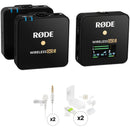 RODE Wireless GO II 2-Person Wireless Microphone System/Recorder with Lavalier GO Mics & Hiding Kits (2.4 GHz, White)