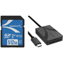 Sabrent 512GB Rocket UHS-II SDXC Memory Card with SDXC & microSDXC Card Reader