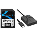 Sabrent 64GB Rocket UHS-II SDXC Memory Card with SDXC & microSDXC Card Reader
