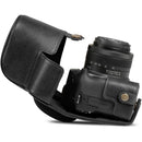 MegaGear Leather Camera Case for Canon EOS R100 with 18-45mm Lens (Black)