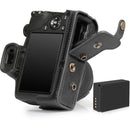 MegaGear Leather Camera Case for Canon EOS R100 with 18-45mm Lens (Black)