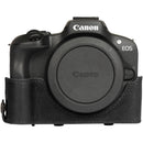 MegaGear Leather Camera Case for Canon EOS R100 with 18-45mm Lens (Black)