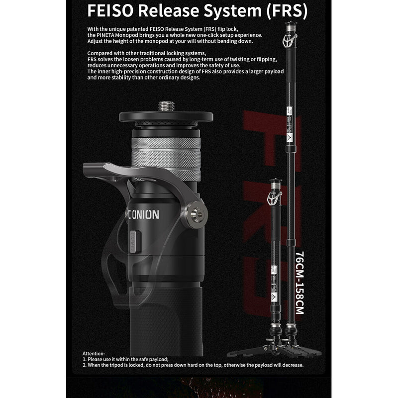YC Onion Pineta 2.0 Carbon Fiber Monopod with Pedal Base and FH60 Fluid Head