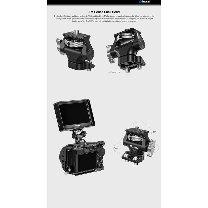 Leofoto FM-03 Swivel & Tilt Monitor Mount (1/4"-20 Compatible)