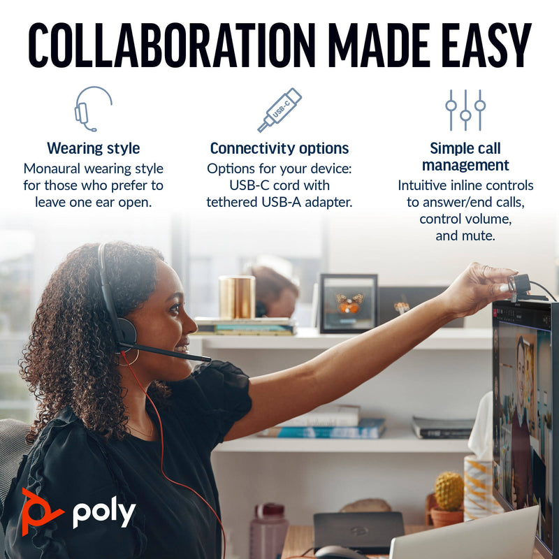 Poly Blackwire 3310 Mono USB-C Headset