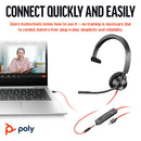 Poly Blackwire 3315 Mono USB-C Headset (Microsoft Teams Certified)