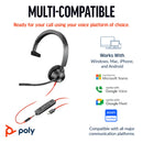 Poly Blackwire 3315 Mono USB-C Headset (Microsoft Teams Certified)