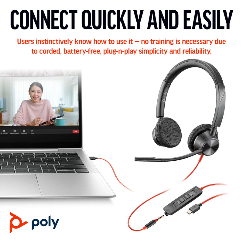 Poly Blackwire 3325 Stereo USB-C Headset (Microsoft Teams Certified)