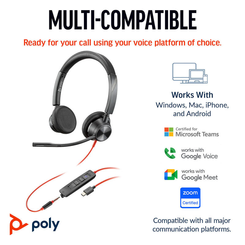 Poly Blackwire 3325 Stereo USB-C Headset (Microsoft Teams Certified)