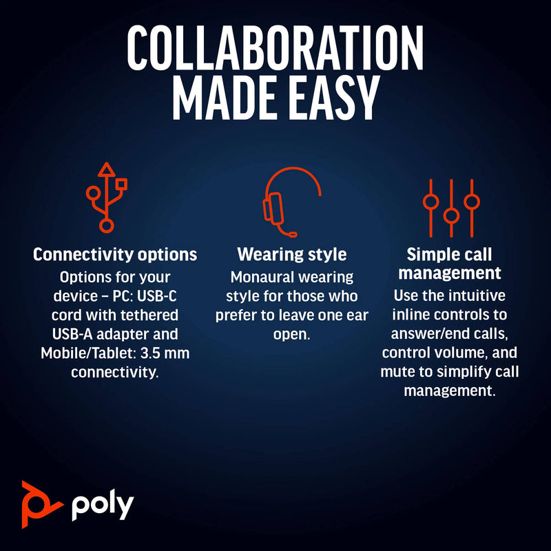 Poly Blackwire 5210 Mono USB-C Headset