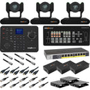 BZBGEAR Complete House of Worship Live Streaming Kit with Three PTZ Cameras, Controller, Mixer, Ceiling Mount (Black)