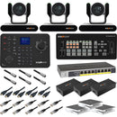 BZBGEAR Complete House of Worship Live Streaming Kit with Three PTZ Cameras, Controller, Mixer, Ceiling Mount (White)