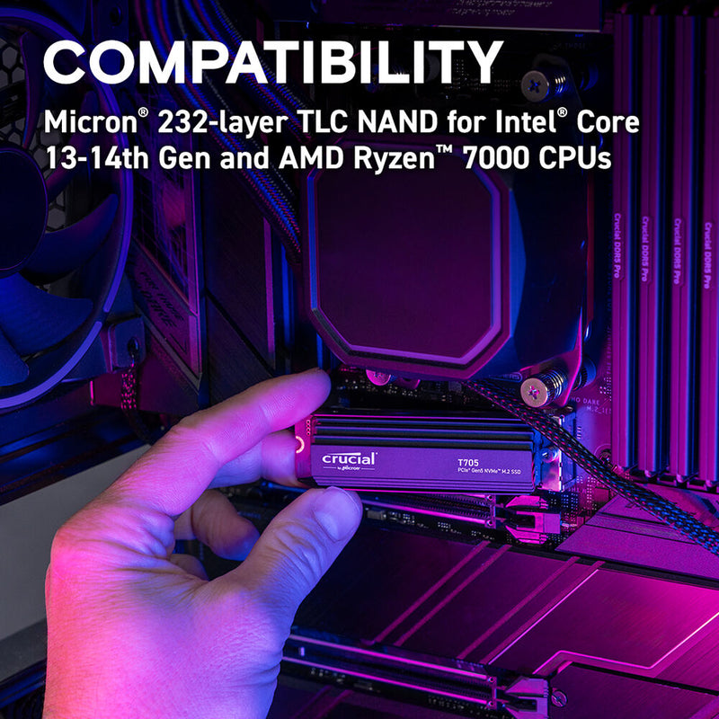 Crucial 1TB T705 NVMe PCIe 5.0 M.2 Internal SSD with Heatsink