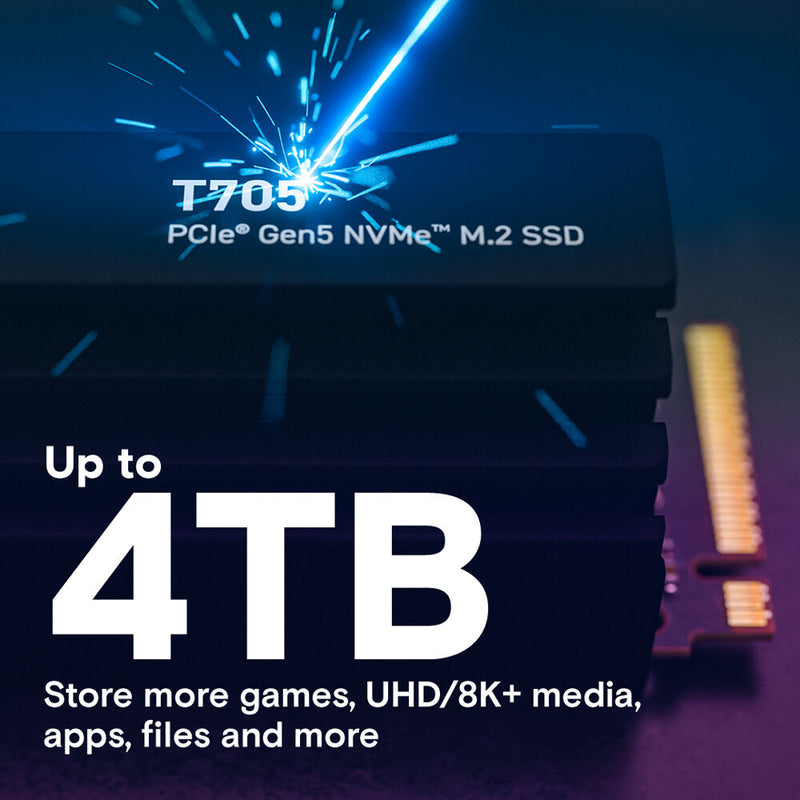 Crucial 1TB T705 NVMe PCIe 5.0 M.2 Internal SSD with Heatsink
