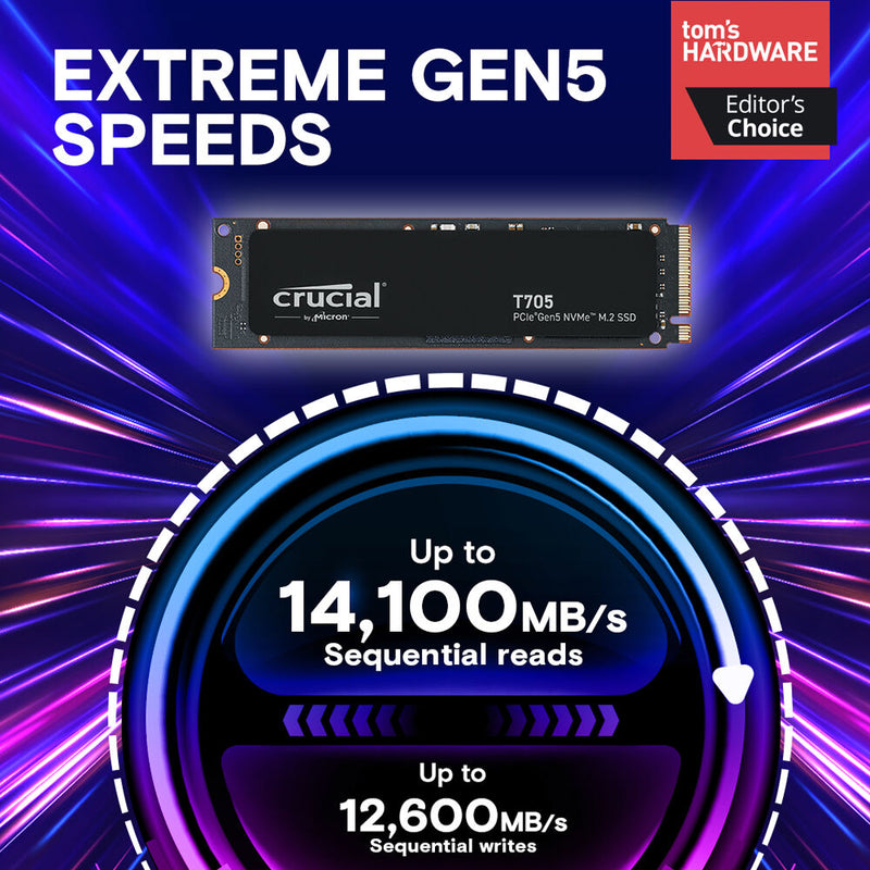 Crucial 4TB T705 NVMe PCIe 5.0 M.2 Internal SSD
