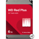 WD 6TB Red Plus 5400 rpm SATA III 3.5" Internal NAS HDD (2-Pack)