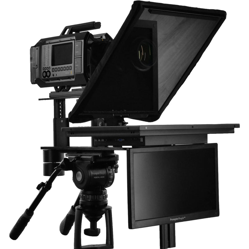 Prompter People Q-Gear Qpro  19" 400 NIT HDMI 3G-SDI Teleprompter and 15.6" 3G-SDI HDMI RGB IPS Talent Monitor