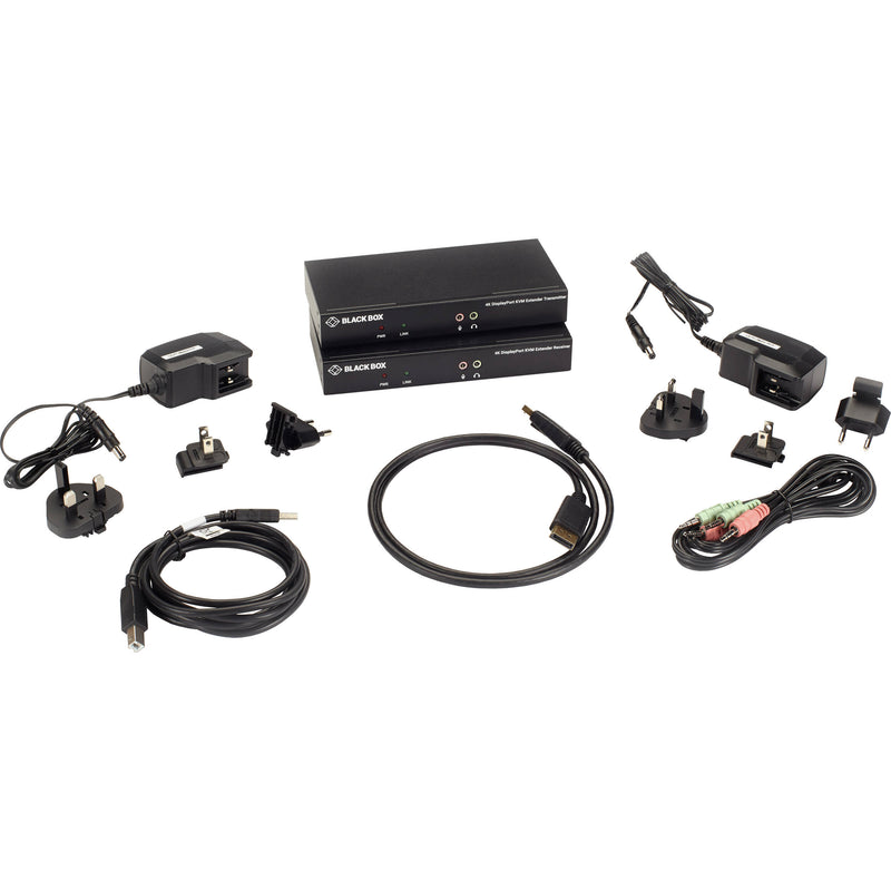 Black Box KVX Series KVM Extender Kit over CATx - 4K, DisplayPort, USB 2.0 Hub for 1 Monitor