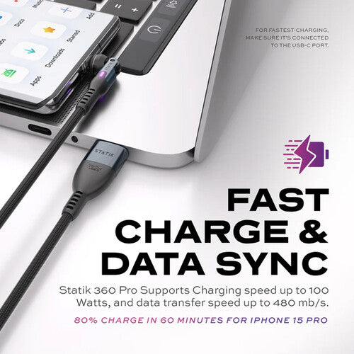 Statik 360 Pro 100W Universal Magnetic Charging Cable (3.3')