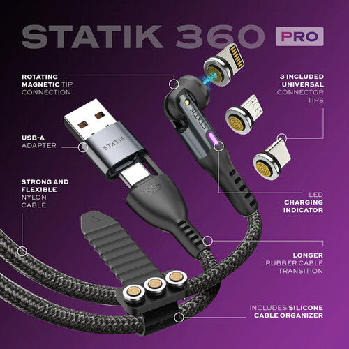 Statik 360 Pro 100W Universal Magnetic Charging Cable (10')