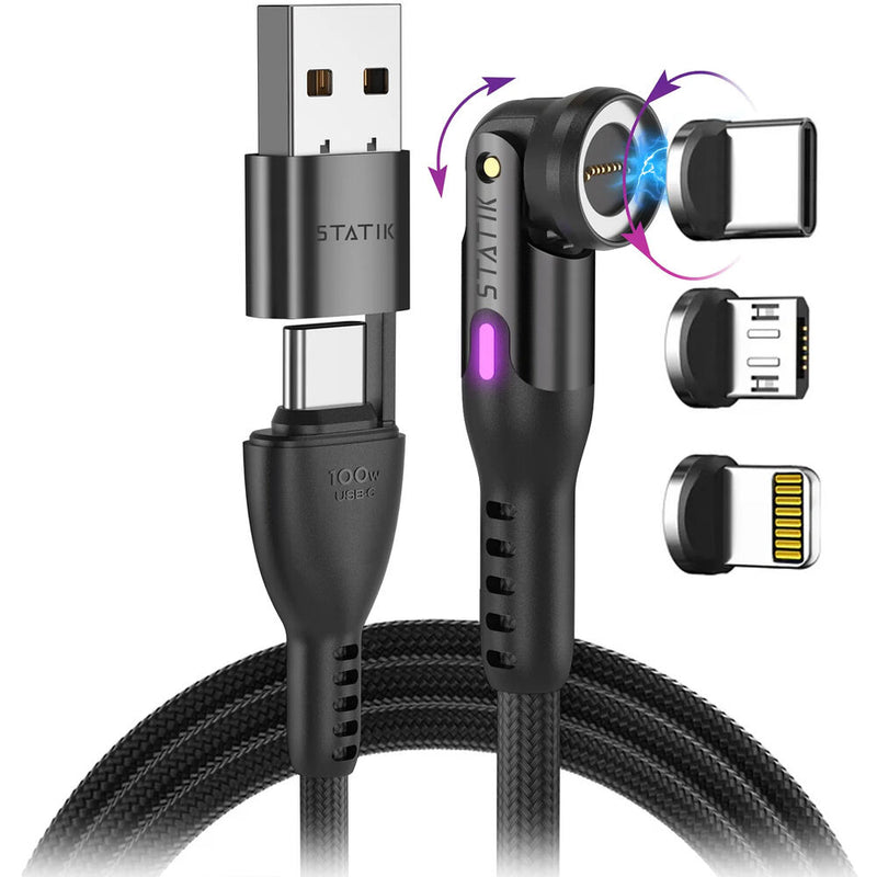 Statik 360 Pro 100W Universal Magnetic Charging Cable (3.3')