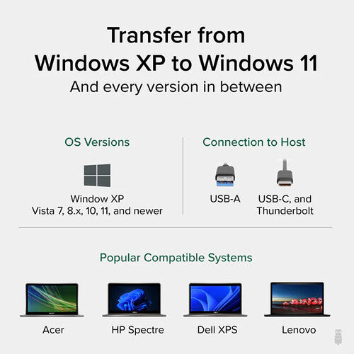 Plugable USB 3.0 Windows Transfer Cable with USB-C Adapters (6.6')