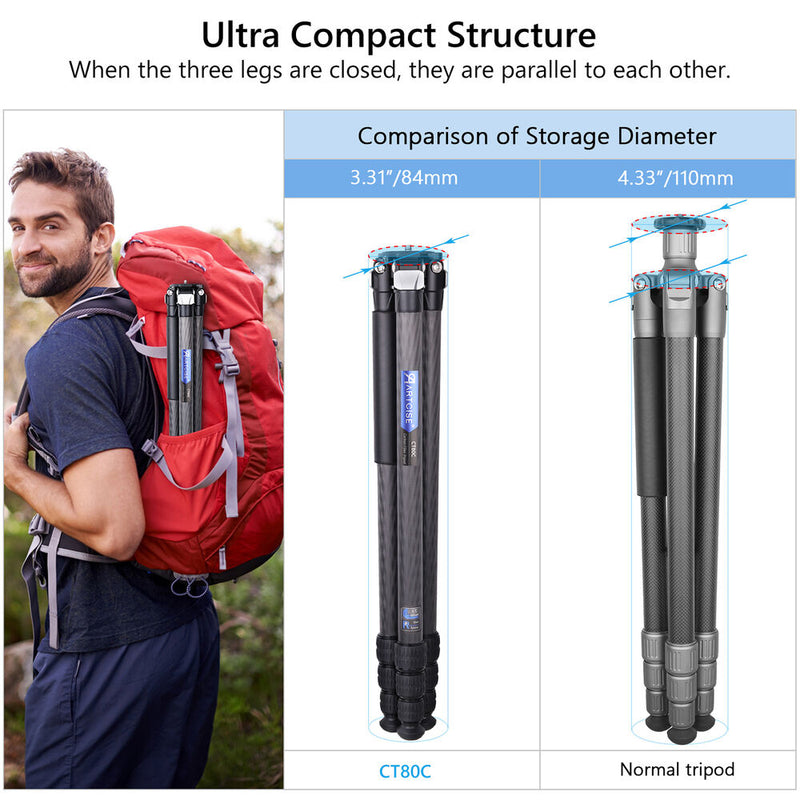 ARTCISE CT80C Compact Carbon Fiber Tripod
