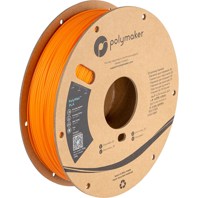 Polymaker 1.75mm PolyMax PLA Filament (750g, Orange)
